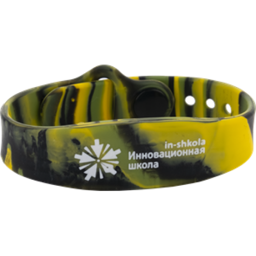"Браслет силиконовый "Инновационная школа", цвет хаки (желтый, зеленый, черный)