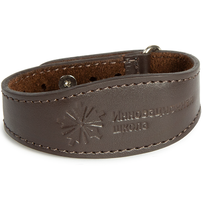 Браслет кожаный "Инновационная школа", цвет темно-коричневый. 48215